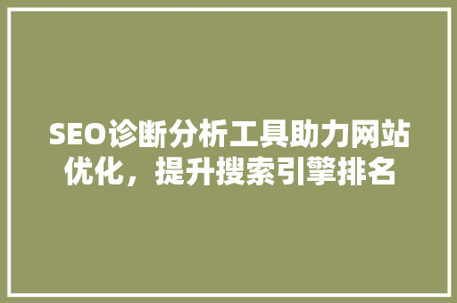 SEO诊断分析工具助力网站优化，提升搜索引擎排名
