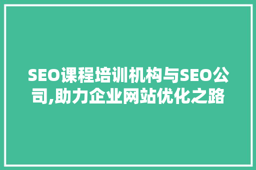 SEO课程培训机构与SEO公司,助力企业网站优化之路