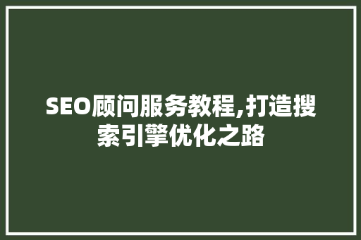 SEO顾问服务教程,打造搜索引擎优化之路