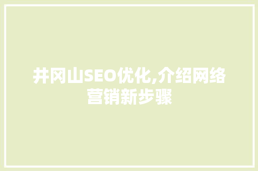 井冈山SEO优化,介绍网络营销新步骤
