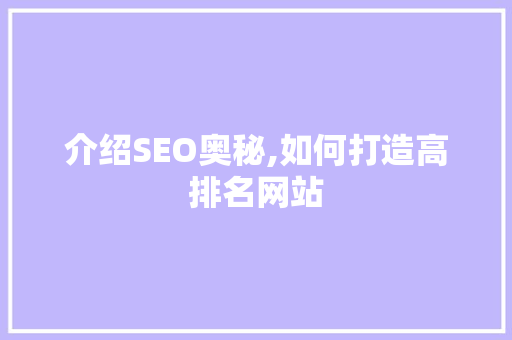 介绍SEO奥秘,如何打造高排名网站