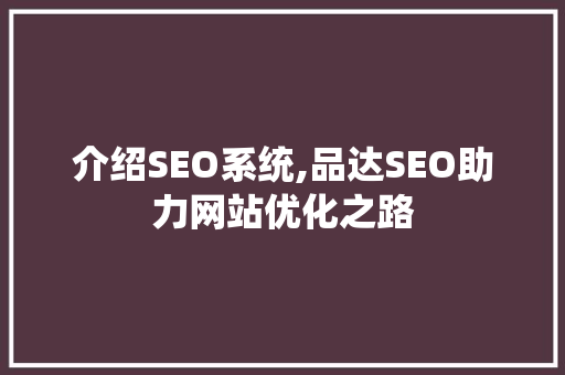 介绍SEO系统,品达SEO助力网站优化之路