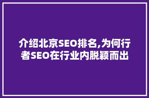介绍北京SEO排名,为何行者SEO在行业内脱颖而出