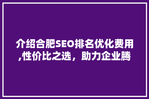 介绍合肥SEO排名优化费用,性价比之选，助力企业腾飞