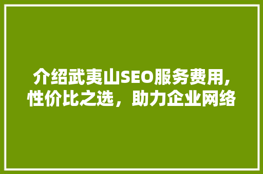 介绍武夷山SEO服务费用,性价比之选，助力企业网络营销