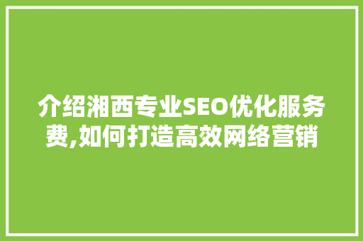 介绍湘西专业SEO优化服务费,如何打造高效网络营销步骤