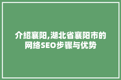 介绍襄阳,湖北省襄阳市的网络SEO步骤与优势