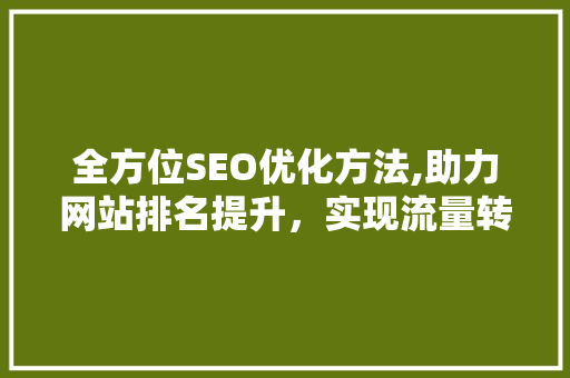 全方位SEO优化方法,助力网站排名提升，实现流量转化