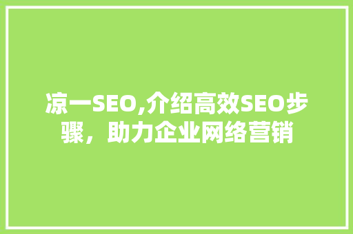 凉一SEO,介绍高效SEO步骤，助力企业网络营销