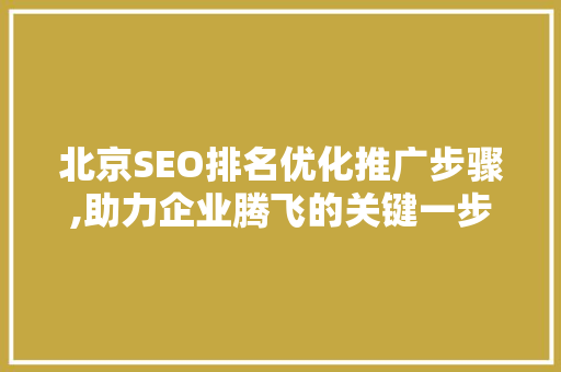 北京SEO排名优化推广步骤,助力企业腾飞的关键一步