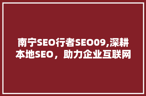 南宁SEO行者SEO09,深耕本地SEO，助力企业互联网营销新篇章