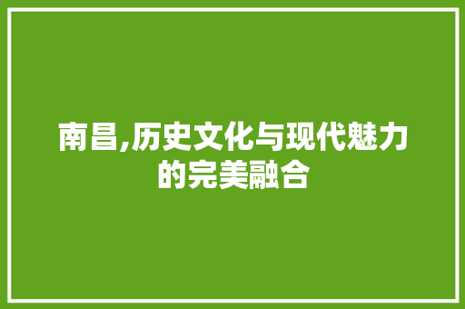 南昌,历史文化与现代魅力的完美融合