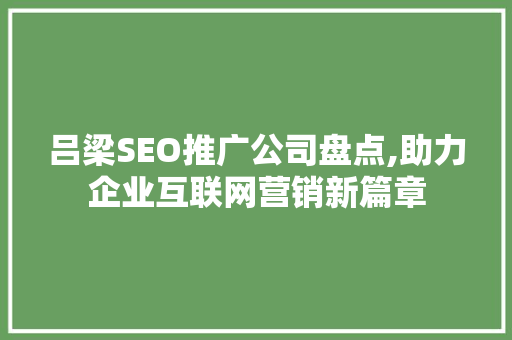 吕梁SEO推广公司盘点,助力企业互联网营销新篇章