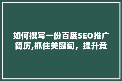 如何撰写一份百度SEO推广简历,抓住关键词，提升竞争力