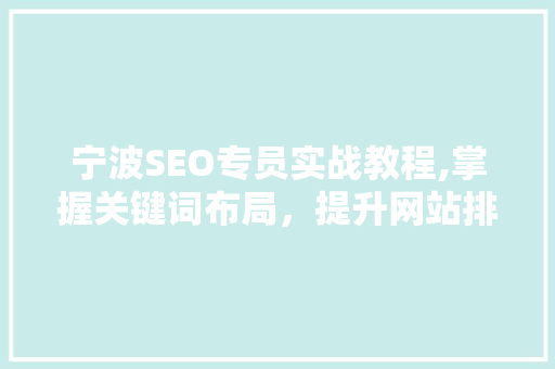 宁波SEO专员实战教程,掌握关键词布局，提升网站排名