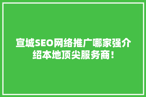 宣城SEO网络推广哪家强介绍本地顶尖服务商！