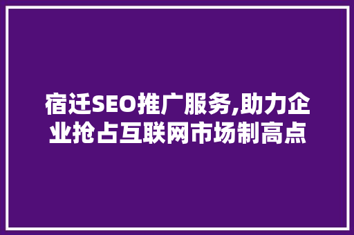 宿迁SEO推广服务,助力企业抢占互联网市场制高点