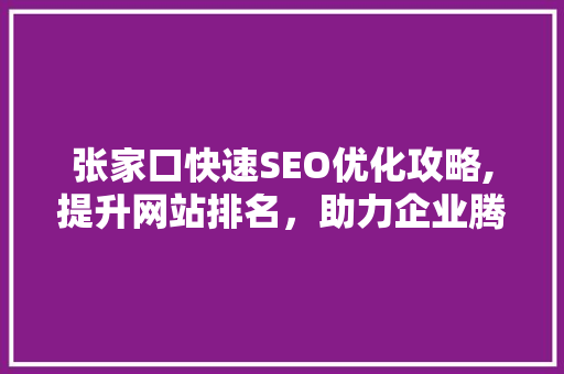 张家口快速SEO优化攻略,提升网站排名，助力企业腾飞