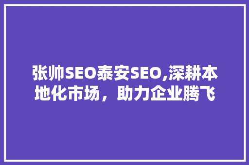 张帅SEO泰安SEO,深耕本地化市场，助力企业腾飞