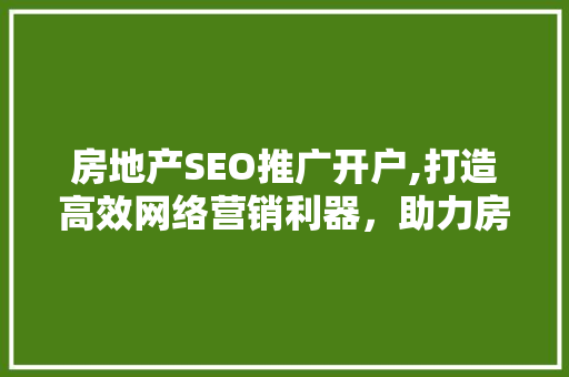 房地产SEO推广开户,打造高效网络营销利器，助力房产企业腾飞
