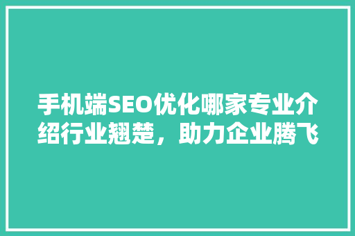 手机端SEO优化哪家专业介绍行业翘楚，助力企业腾飞