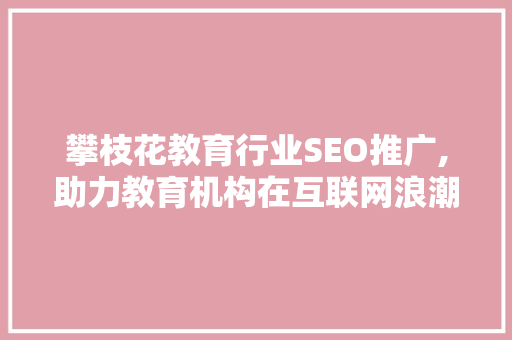 攀枝花教育行业SEO推广,助力教育机构在互联网浪潮中乘风破浪