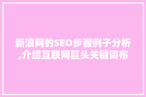 新浪网的SEO步骤例子分析,介绍互联网巨头关键词布局之路