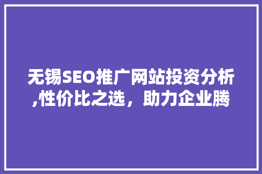 无锡SEO推广网站投资分析,性价比之选，助力企业腾飞