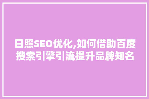 日照SEO优化,如何借助百度搜索引擎引流提升品牌知名度