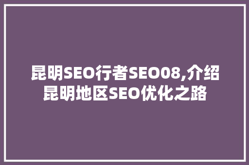 昆明SEO行者SEO08,介绍昆明地区SEO优化之路