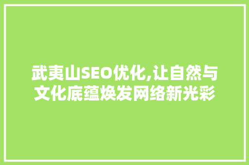 武夷山SEO优化,让自然与文化底蕴焕发网络新光彩