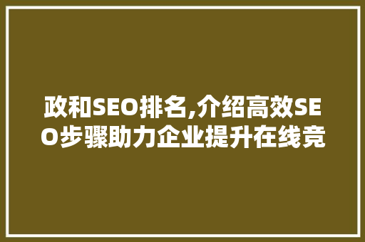 政和SEO排名,介绍高效SEO步骤助力企业提升在线竞争力