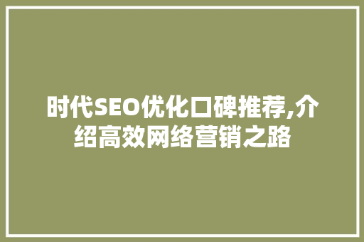 时代SEO优化口碑推荐,介绍高效网络营销之路