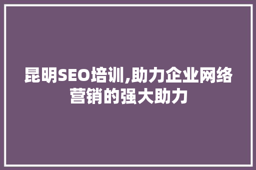 昆明SEO培训,助力企业网络营销的强大助力
