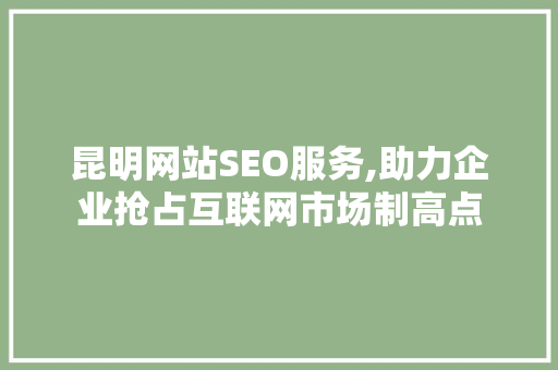 昆明网站SEO服务,助力企业抢占互联网市场制高点