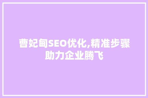 曹妃甸SEO优化,精准步骤助力企业腾飞
