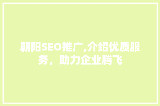 朝阳SEO推广,介绍优质服务，助力企业腾飞