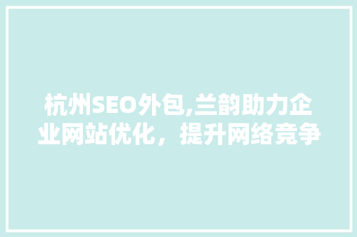 杭州SEO外包,兰韵助力企业网站优化，提升网络竞争力