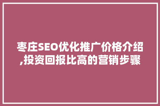 枣庄SEO优化推广价格介绍,投资回报比高的营销步骤