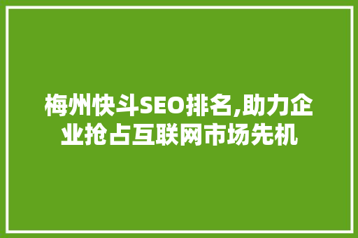 梅州快斗SEO排名,助力企业抢占互联网市场先机
