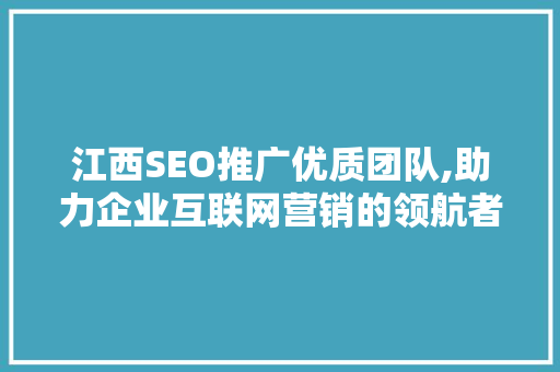 江西SEO推广优质团队,助力企业互联网营销的领航者