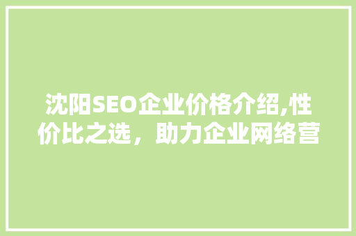 沈阳SEO企业价格介绍,性价比之选，助力企业网络营销腾飞