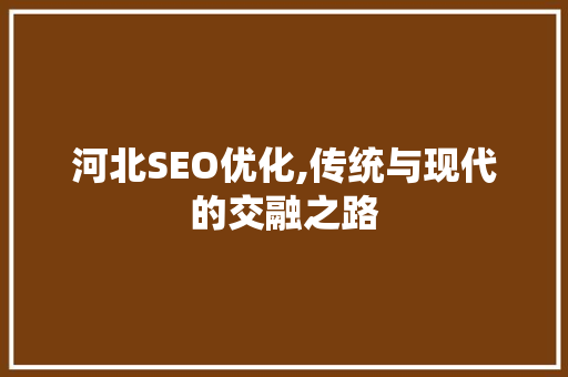 河北SEO优化,传统与现代的交融之路