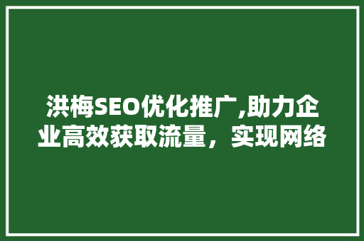 洪梅SEO优化推广,助力企业高效获取流量，实现网络营销新突破