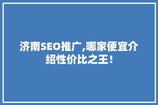 济南SEO推广,哪家便宜介绍性价比之王！