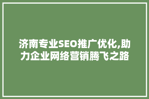 济南专业SEO推广优化,助力企业网络营销腾飞之路
