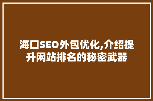 海口SEO外包优化,介绍提升网站排名的秘密武器