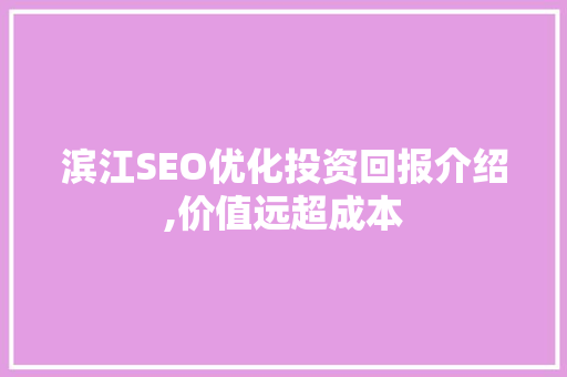 滨江SEO优化投资回报介绍,价值远超成本