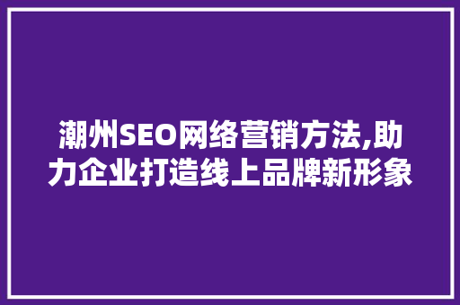 潮州SEO网络营销方法,助力企业打造线上品牌新形象