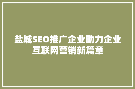 盐城SEO推广企业助力企业互联网营销新篇章